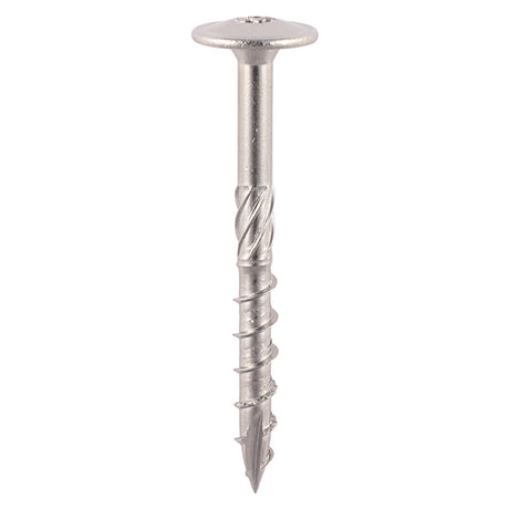 This is an image showing TIMCO Timber Frame Construction & Landscaping Screws - Wafer - A2 Stainless Steel - 8.0 x 100 - 20 Pieces Tube available from T.H Wiggans Ironmongery in Kendal, quick delivery at discounted prices.