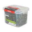 This is an image showing TIMCO Timber Frame Construction & Landscaping Screws - Hex - Exterior - Green Organic - 6.7 x 100 - 300 Pieces Tub available from T.H Wiggans Ironmongery in Kendal, quick delivery at discounted prices.