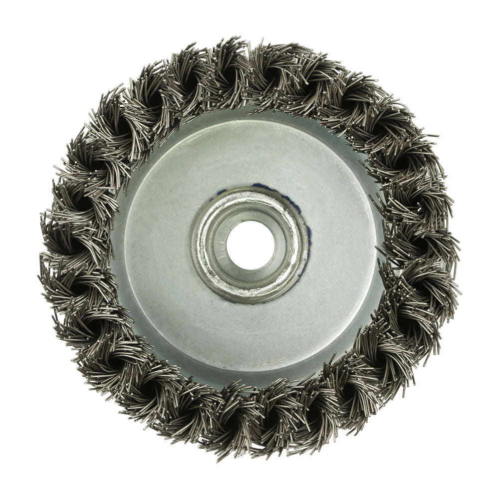 This is an image showing TIMCO Angle Grinder Cup Brush - Twisted Knot Stainless Steel - 100mm - 1 Each Blister Pack available from T.H Wiggans Ironmongery in Kendal, quick delivery at discounted prices.