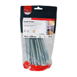 This is an image showing TIMCO Coach Screws - Hex - Zinc - 10.0 x 100 - 28 Pieces TIMbag available from T.H Wiggans Ironmongery in Kendal, quick delivery at discounted prices.
