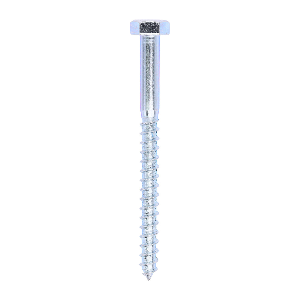 This is an image showing TIMCO Coach Screws - Hex - Zinc - 10.0 x 120 - 50 Pieces Box available from T.H Wiggans Ironmongery in Kendal, quick delivery at discounted prices.