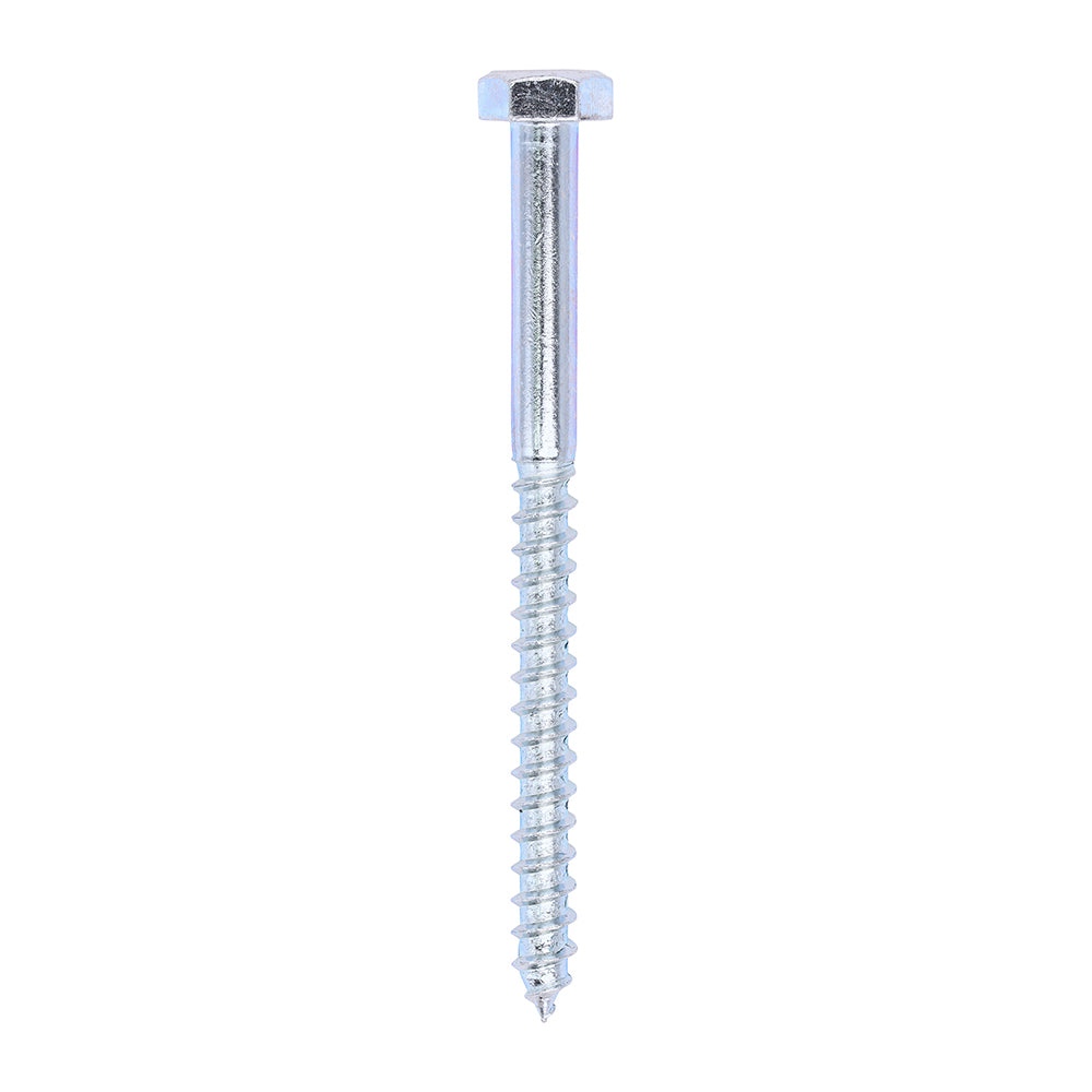 This is an image showing TIMCO Coach Screws - Hex - Zinc - 10.0 x 130 - 50 Pieces Box available from T.H Wiggans Ironmongery in Kendal, quick delivery at discounted prices.