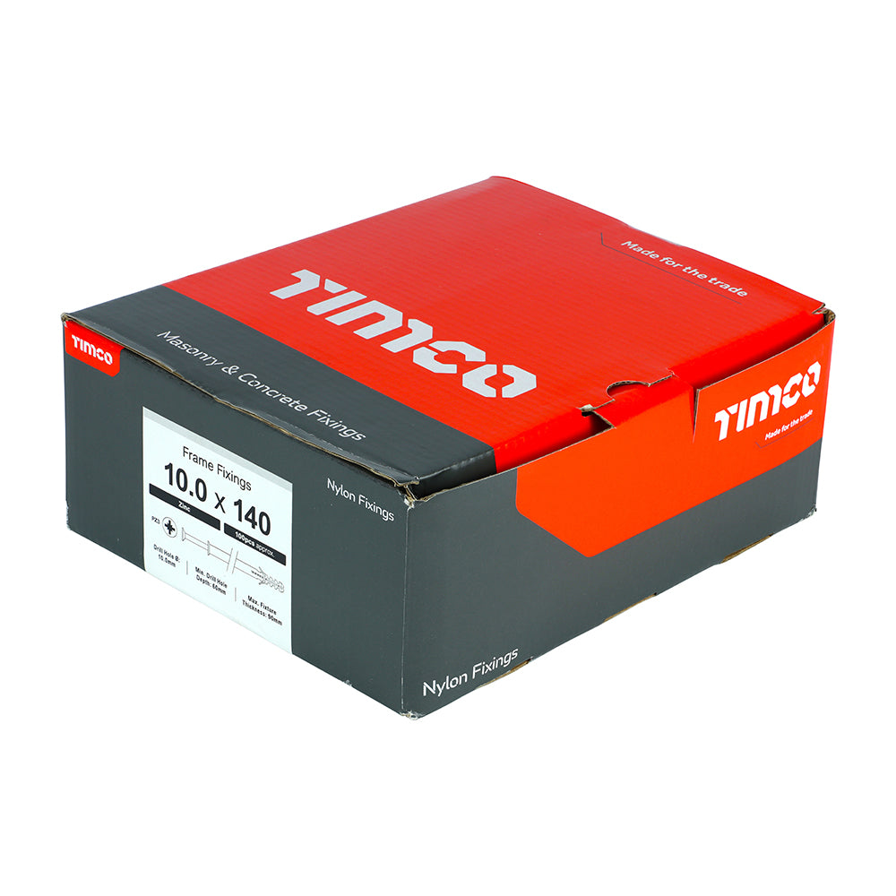 This is an image showing TIMCO Nylon Frame Fixing - PZ - Zinc - 10.0 x 140 - 100 Pieces Box available from T.H Wiggans Ironmongery in Kendal, quick delivery at discounted prices.