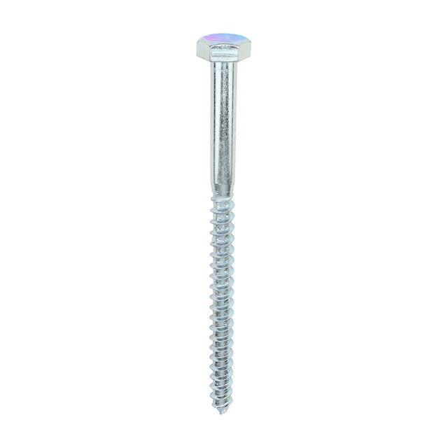 This is an image showing TIMCO Coach Screws - Hex - Zinc - 10.0 x 150 - 25 Pieces Box available from T.H Wiggans Ironmongery in Kendal, quick delivery at discounted prices.