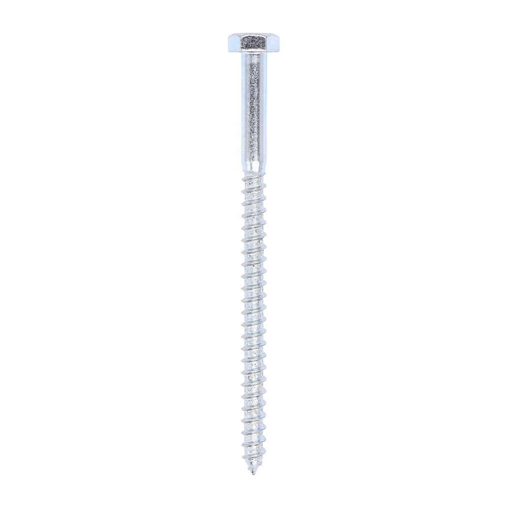 This is an image showing TIMCO Coach Screws - Hex - Zinc - 10.0 x 160 - 25 Pieces Box available from T.H Wiggans Ironmongery in Kendal, quick delivery at discounted prices.