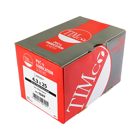 This is an image showing TIMCO Window Fabrication Screws - Countersunk - PH - High-Low Thread - Slash Point - Yellow - 4.3 x 30 - 1000 Pieces Box available from T.H Wiggans Ironmongery in Kendal, quick delivery at discounted prices.