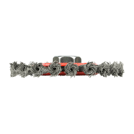 This is an image showing TIMCO Angle Grinder Wheel Brush - Twisted Knot Steel Wire - 115mm - 1 Each Blister Pack available from T.H Wiggans Ironmongery in Kendal, quick delivery at discounted prices.