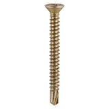 This is an image showing TIMCO Window Fabrication Screws - Countersunk with Ribs - PH - Self-Tapping - Self-Drilling Point - Yellow - 3.9 x 13 - 1000 Pieces Box available from T.H Wiggans Ironmongery in Kendal, quick delivery at discounted prices.