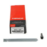 This is an image showing TIMCO Chemical Anchor Threaded Studs, Nuts & Washers - Zinc - M12 x 160 - 10 Pieces Box available from T.H Wiggans Ironmongery in Kendal, quick delivery at discounted prices.