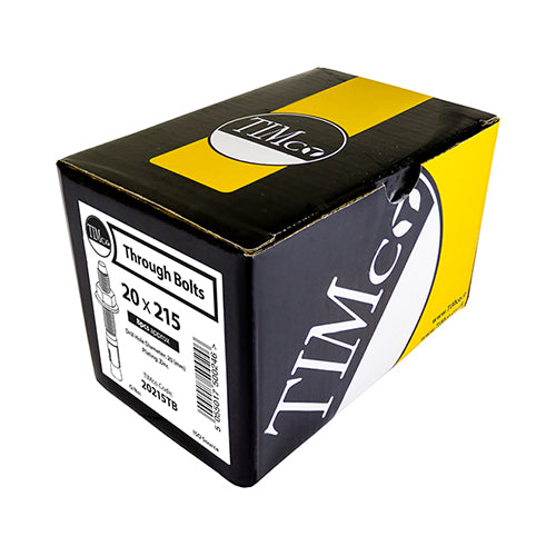 This is an image showing TIMCO Throughbolts - Zinc - M12 x 180 - 25 Pieces Box available from T.H Wiggans Ironmongery in Kendal, quick delivery at discounted prices.
