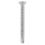 This is an image showing TIMCO Window Fabrication Screws - Countersunk with Ribs - PH - Self-Tapping Thread - Self-Drilling Point - Martensitic Stainless Steel & Silver Organic - 3.9 x 16 - 1000 Pieces Box available from T.H Wiggans Ironmongery in Kendal, quick delivery at discounted prices.