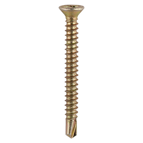 This is an image showing TIMCO Window Fabrication Screws - Countersunk with Ribs - PH - Self-Tapping - Self-Drilling Point - Yellow - 3.9 x 16 - 1000 Pieces Box available from T.H Wiggans Ironmongery in Kendal, quick delivery at discounted prices.