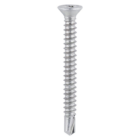 This is an image showing TIMCO Window Fabrication Screws - Countersunk with Ribs - PH - Self-Tapping Thread - Self-Drilling Point - Martensitic Stainless Steel & Silver Organic - 3.9 x 19 - 1000 Pieces Box available from T.H Wiggans Ironmongery in Kendal, quick delivery at discounted prices.