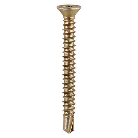 This is an image showing TIMCO Window Fabrication Screws - Countersunk - PH - Self-Tapping - Self-Drilling Point - Yellow - 3.9 x 32 - 1000 Pieces Box available from T.H Wiggans Ironmongery in Kendal, quick delivery at discounted prices.