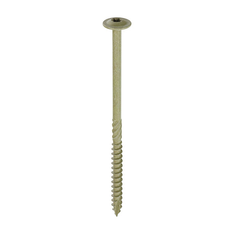 This is an image showing TIMCO Timber Frame Construction & Landscaping Screws - Wafer - Exterior - Green Organic - 6.7 x 125 - 50 Pieces Box available from T.H Wiggans Ironmongery in Kendal, quick delivery at discounted prices.