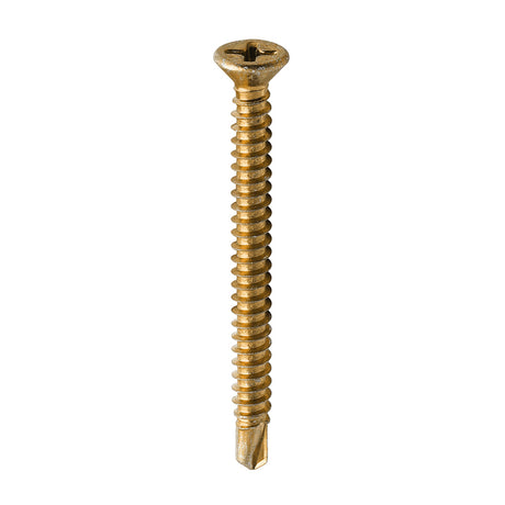 This is an image showing TIMCO Window Fabrication Screws - Countersunk - PH - Self-Tapping - Self-Drilling Point - Yellow - 3.9 x 45 - 500 Pieces Box available from T.H Wiggans Ironmongery in Kendal, quick delivery at discounted prices.