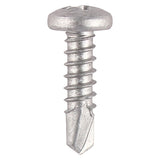 This is an image showing TIMCO Window Fabrication Screws - Pan - PH - Self-Tapping - Self-Drilling Point - Martensitic Stainless Steel & Silver Organic - 4.2 x 19 - 1000 Pieces Box available from T.H Wiggans Ironmongery in Kendal, quick delivery at discounted prices.