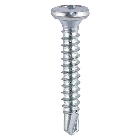This is an image showing TIMCO Window Fabrication Screws - Friction Stay - Shallow Pan Countersunk - PH - Self-Tapping - Self-Drilling Point - Zinc - 4.8 x 19 - 1000 Pieces Box available from T.H Wiggans Ironmongery in Kendal, quick delivery at discounted prices.