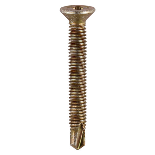 This is an image showing TIMCO Window Fabrication Screws - Countersunk - PH - Metric Thread - Self-Drilling Point - Yellow - M4 x 16 - 1000 Pieces Box available from T.H Wiggans Ironmongery in Kendal, quick delivery at discounted prices.
