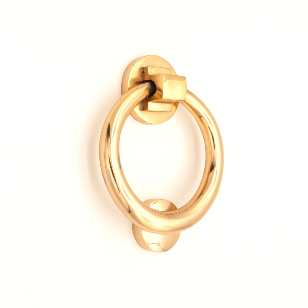 This is an image of Spira Brass - Ring Door Knocker 110mm Polished Brass available to order from T.H Wiggans Architectural Ironmongery in Kendal, quick delivery and discounted prices.