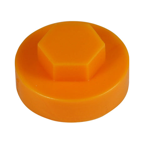 This is an image showing TIMCO Hex Head Cover Caps - Tangerine - 16mm - 1000 Pieces Bag available from T.H Wiggans Ironmongery in Kendal, quick delivery at discounted prices.