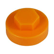 This is an image showing TIMCO Hex Head Cover Caps - Tangerine - 16mm - 1000 Pieces Bag available from T.H Wiggans Ironmongery in Kendal, quick delivery at discounted prices.