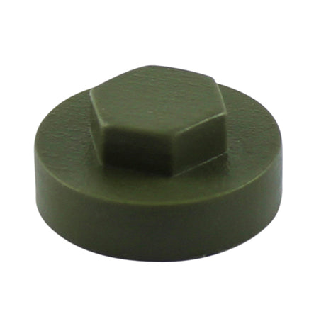This is an image showing TIMCO Hex Head Cover Caps - Olive Green - 16mm - 1000 Pieces Bag available from T.H Wiggans Ironmongery in Kendal, quick delivery at discounted prices.