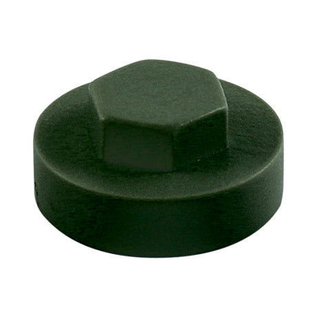 This is an image showing TIMCO Hex Head Cover Caps - Juniper Green - 16mm - 1000 Pieces Bag available from T.H Wiggans Ironmongery in Kendal, quick delivery at discounted prices.