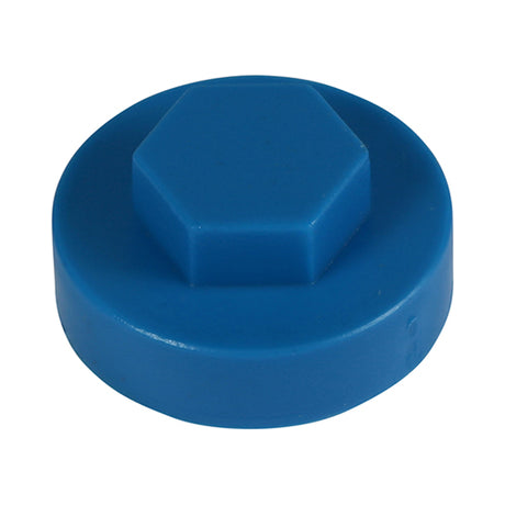 This is an image showing TIMCO Hex Head Cover Caps - Solent Blue - 16mm - 1000 Pieces Bag available from T.H Wiggans Ironmongery in Kendal, quick delivery at discounted prices.
