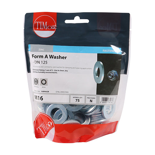 This is an image showing TIMCO Form A Washers - Zinc - M16 - 75 Pieces TIMbag available from T.H Wiggans Ironmongery in Kendal, quick delivery at discounted prices.