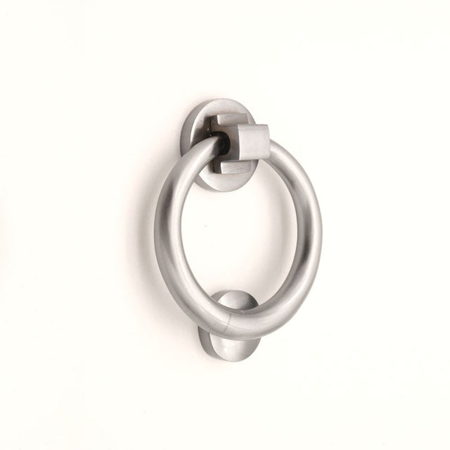 This is an image of Spira Brass - Ring Door Knocker 110mm Satin Chrome available to order from T.H Wiggans Architectural Ironmongery in Kendal, quick delivery and discounted prices.