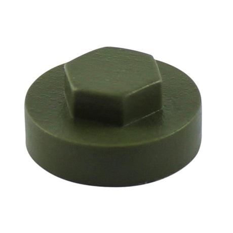 This is an image showing TIMCO Hex Head Cover Caps - Olive Green - 19mm - 1000 Pieces Bag available from T.H Wiggans Ironmongery in Kendal, quick delivery at discounted prices.