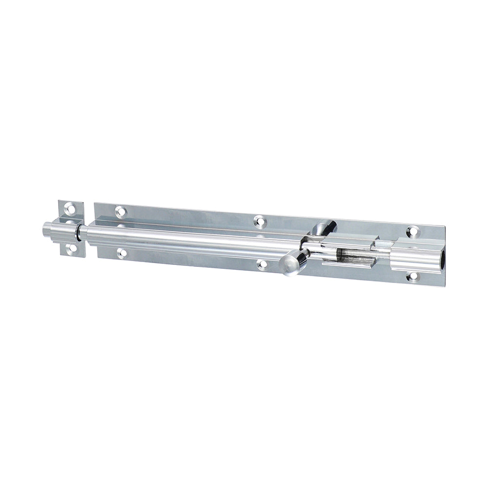 This is an image showing TIMCO Straight Barrel Bolt - Polished Chrome - 150 x 25mm - 1 Each Bag available from T.H Wiggans Ironmongery in Kendal, quick delivery at discounted prices.