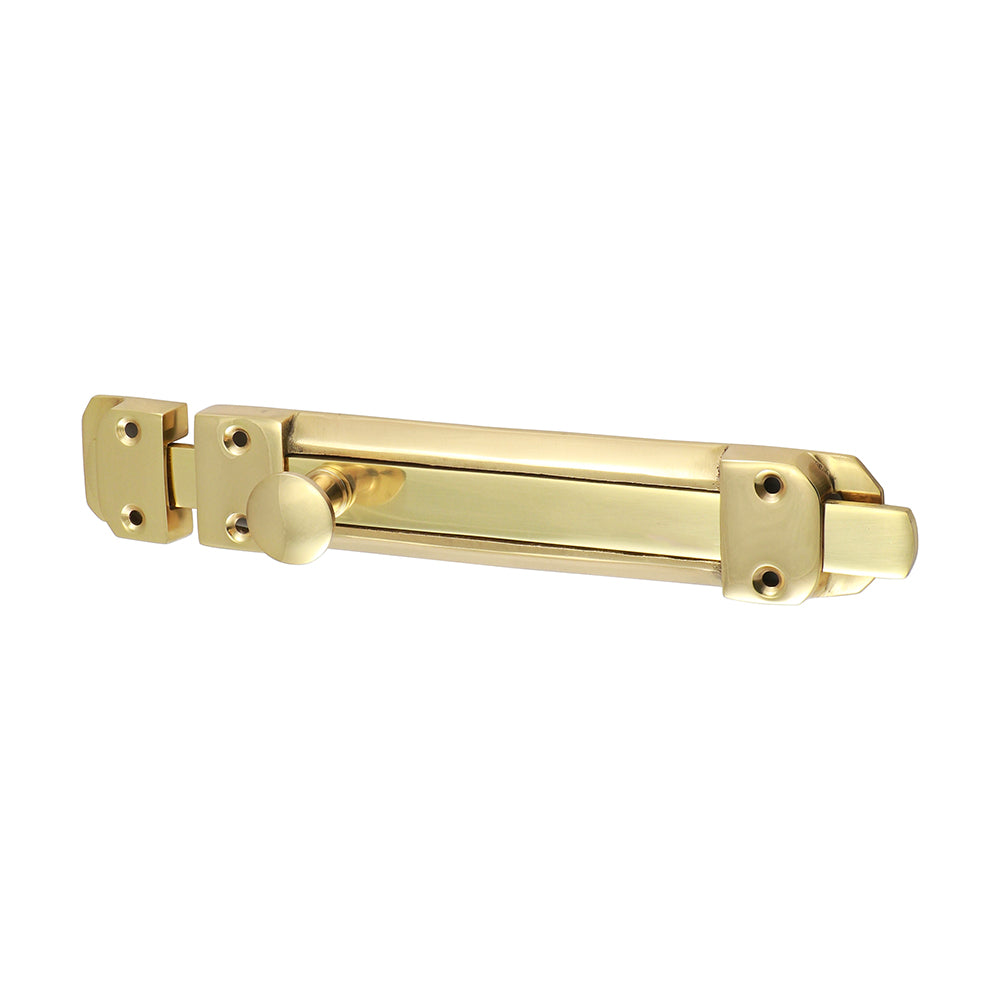 This is an image showing TIMCO Contract Flat Section Bolt - Polished Brass - 210 x 35mm - 1 Each Bag available from T.H Wiggans Ironmongery in Kendal, quick delivery at discounted prices.