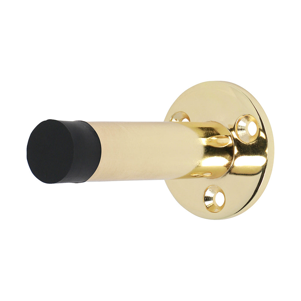 This is an image showing TIMCO Projection Door Stop - Polished Brass - 70mm - 1 Each TIMpac available from T.H Wiggans Ironmongery in Kendal, quick delivery at discounted prices.
