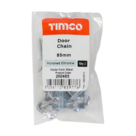 This is an image showing TIMCO Door Chain - Polished Chrome - 85mm - 1 Each Bag available from T.H Wiggans Ironmongery in Kendal, quick delivery at discounted prices.