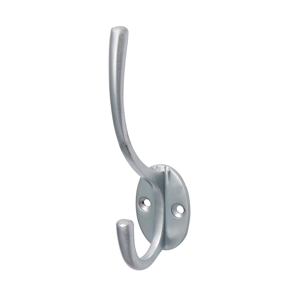 This is an image showing TIMCO Hat & Coat Hook - Satin Chrome - 125 x 32mm - 1 Each Bag available from T.H Wiggans Ironmongery in Kendal, quick delivery at discounted prices.