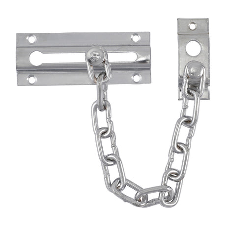 This is an image showing TIMCO Door Chain - Satin Chrome - 85mm - 1 Each Bag available from T.H Wiggans Ironmongery in Kendal, quick delivery at discounted prices.