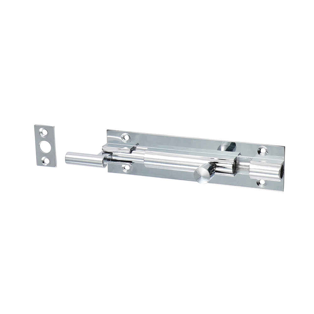This is an image showing TIMCO Necked Barrel Bolt - Polished Chrome - 100 x 25mm - 1 Each Bag available from T.H Wiggans Ironmongery in Kendal, quick delivery at discounted prices.