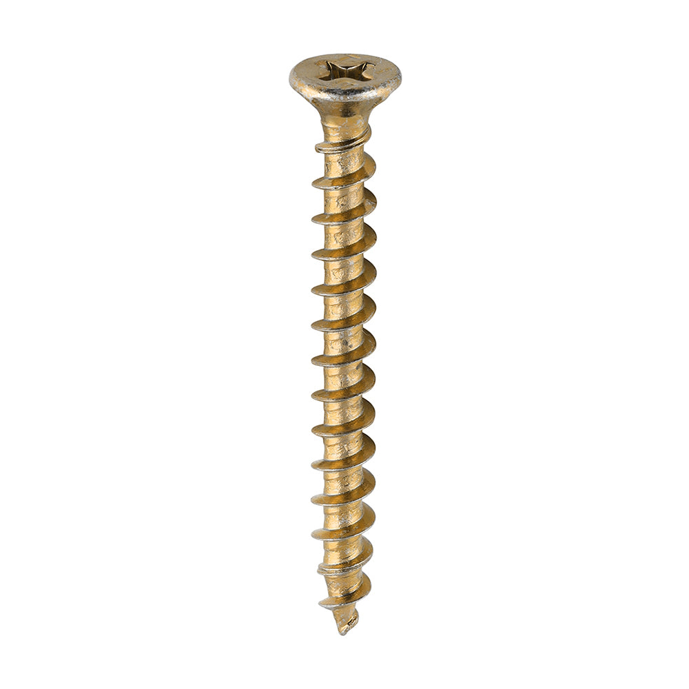 This is an image showing TIMCO Window Fabrication Screws - Countersunk with Ribs - PH - Single Thread - Gimlet Point - Yellow - 4.3 x 40 - 1000 Pieces Box available from T.H Wiggans Ironmongery in Kendal, quick delivery at discounted prices.