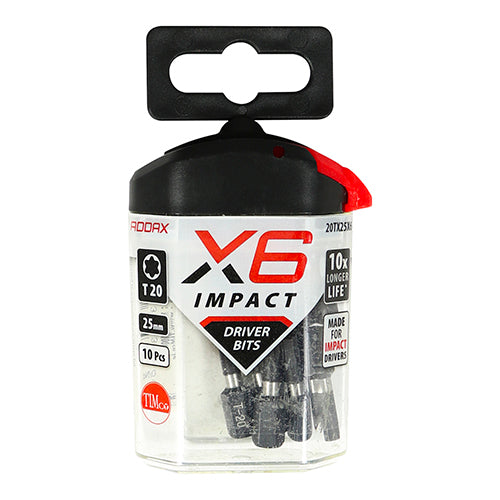 This is an image showing TIMCO Impact Driver Bits - TX - TX20 x 25 - 10 Pieces Handy Bit Pack available from T.H Wiggans Ironmongery in Kendal, quick delivery at discounted prices.