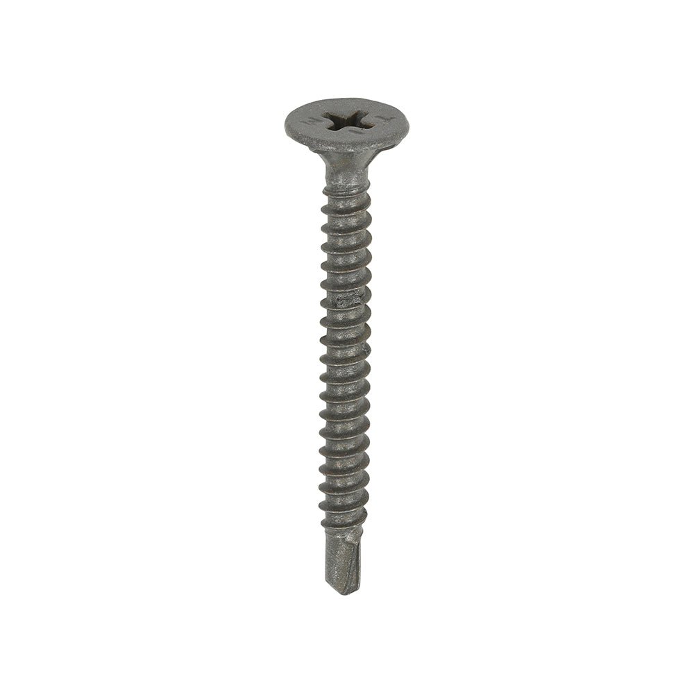 This is an image showing TIMCO Drywall Construction Metal Stud Cement Board Screws - PH - Countersunk Wafer - Self-Drilling - Exterior - Silver Organic - 4.2 x 42 - 200 Pieces Box available from T.H Wiggans Ironmongery in Kendal, quick delivery at discounted prices.