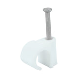 This is an image showing TIMCO Round Cable Clips - White - To fit 11.0mm - 100 Pieces Box available from T.H Wiggans Ironmongery in Kendal, quick delivery at discounted prices.