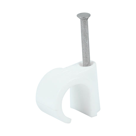 This is an image showing TIMCO Round Cable Clips - White - To fit 14.0mm - 100 Pieces Box available from T.H Wiggans Ironmongery in Kendal, quick delivery at discounted prices.