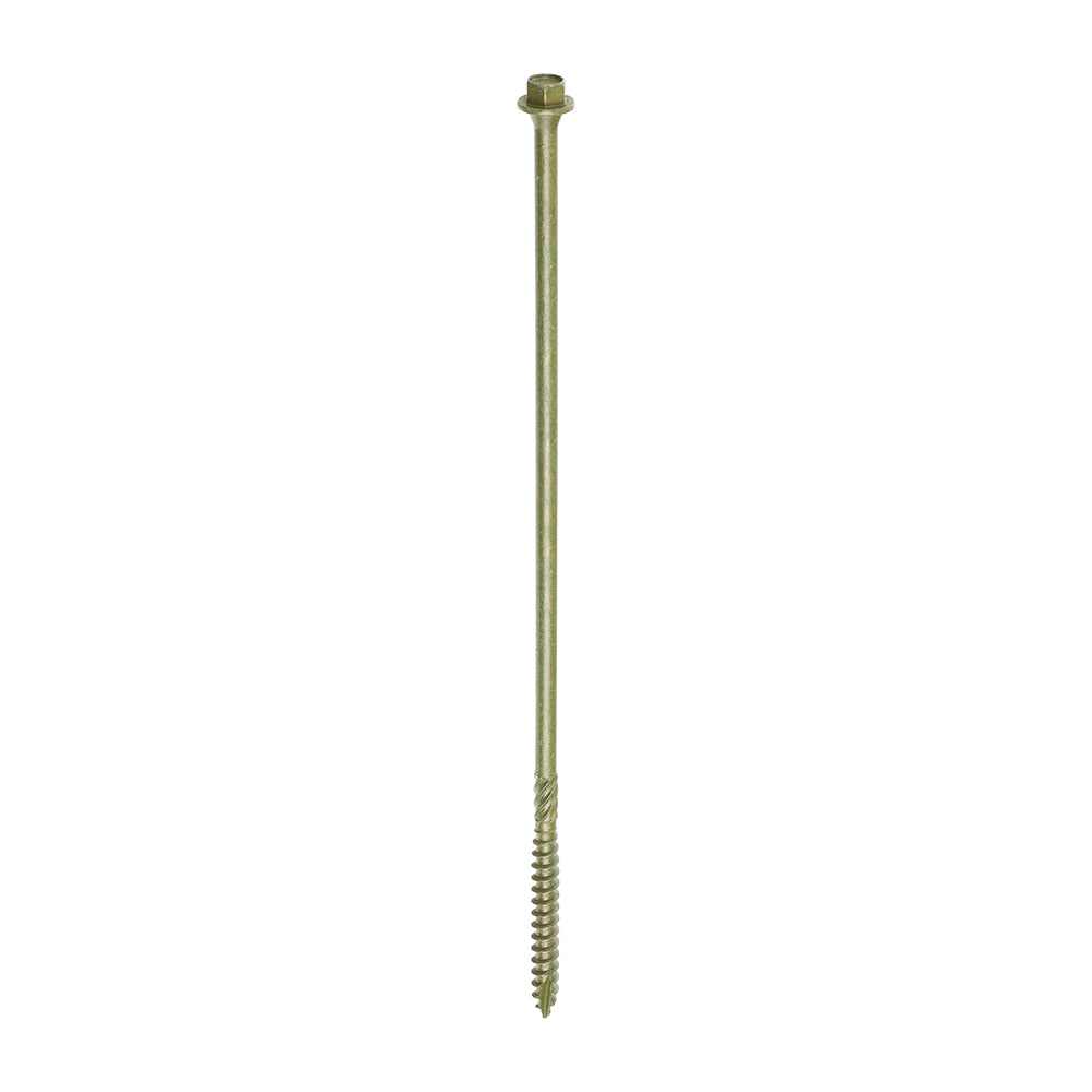 This is an image showing TIMCO Timber Frame Construction & Landscaping Screws - Hex - Exterior - Green Organic - 6.7 x 225 - 50 Pieces Box available from T.H Wiggans Ironmongery in Kendal, quick delivery at discounted prices.