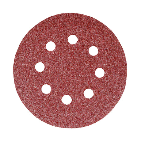 This is an image showing TIMCO Random Orbital Sanding Discs - 60 Grit - Red - 125mm - 5 Pieces Pack available from T.H Wiggans Ironmongery in Kendal, quick delivery at discounted prices.