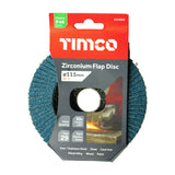 This is an image showing TIMCO Flap Disc - Zirconium - Type 29 Conical - P40 Grit - 115 x 22.23 - 1 Each Pack available from T.H Wiggans Ironmongery in Kendal, quick delivery at discounted prices.