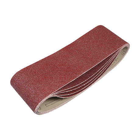 This is an image showing TIMCO Sanding Belts - 40 Grit - Red - 75 x 533mm - 5 Pieces Pack available from T.H Wiggans Ironmongery in Kendal, quick delivery at discounted prices.