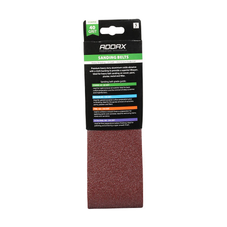 This is an image showing TIMCO Sanding Belts - 40 Grit - Red - 75 x 533mm - 5 Pieces Pack available from T.H Wiggans Ironmongery in Kendal, quick delivery at discounted prices.