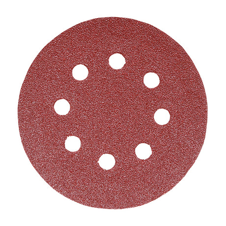This is an image showing TIMCO Random Orbital Sanding Discs - 60 Grit - Red - 150mm - 5 Pieces Pack available from T.H Wiggans Ironmongery in Kendal, quick delivery at discounted prices.